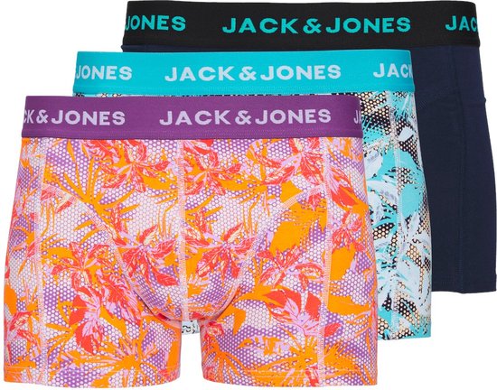 JACK & JONES Jacdamian trunks (3-pack) - heren boxers normale - blauw en lavendel paars - Maat: