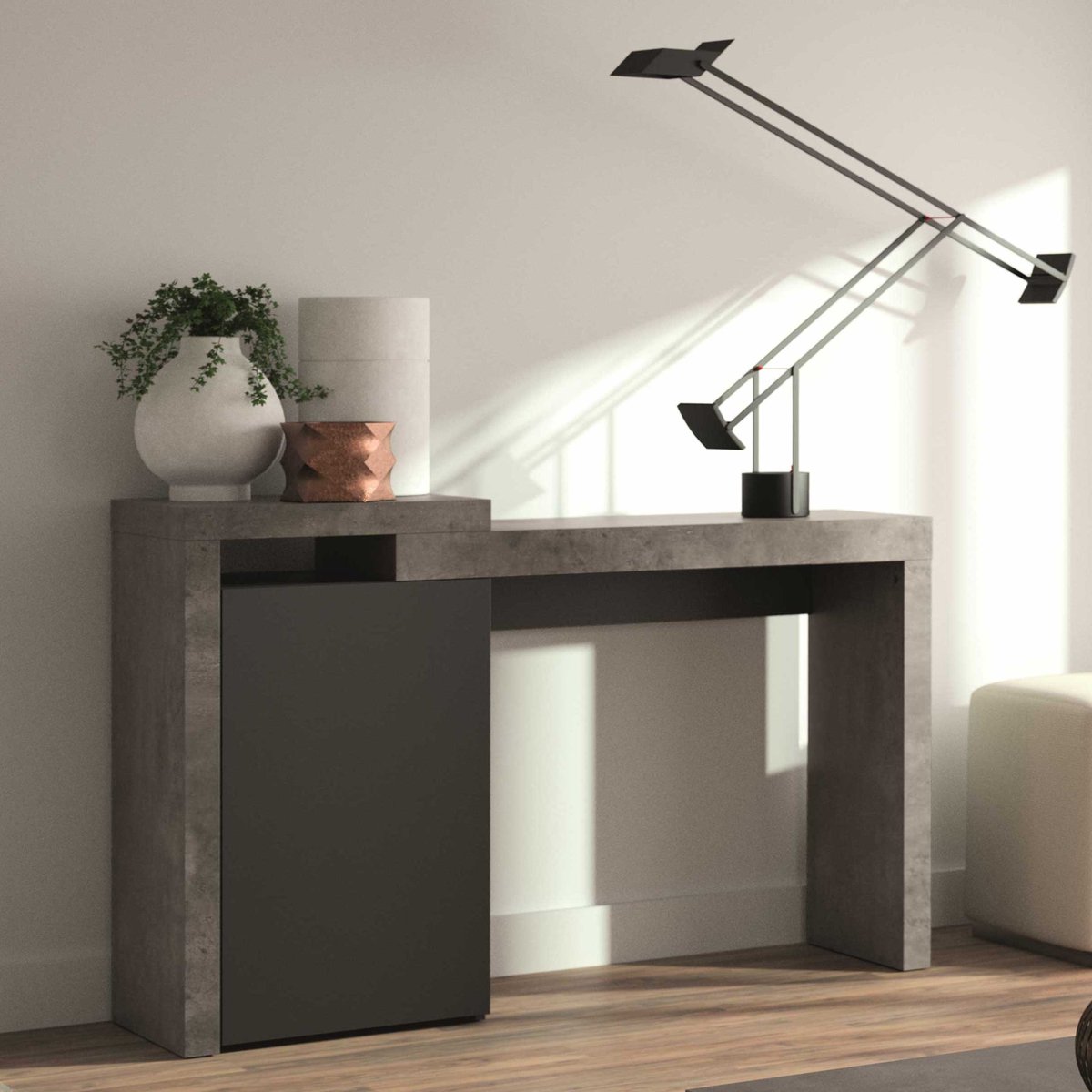 Bureau Delta 119cm - Beton - Temahome - Bureau - Zwart; Grijs; Betonlook - MDF
