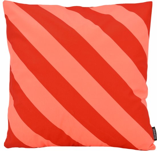 Stripe Rood/Koraal Strepen Kussenhoes | Katoen/Polyester | 45 x 45 cm