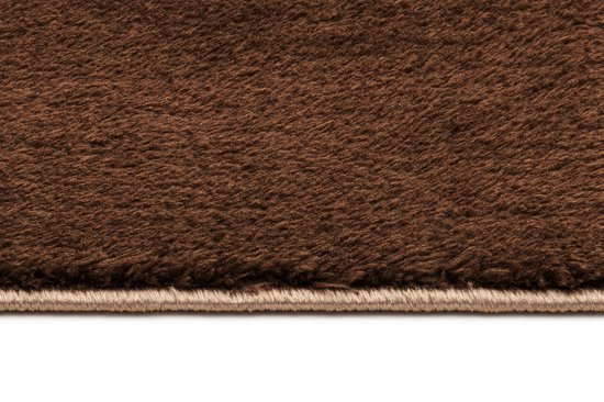 Tapiso Tapis câlin à poils longs marron antidérapant pour salon - 80 x 150 cm