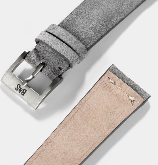 Bracelet de Montre en Cuir B&S Luxe - Daim Silky Gris - 20 mm