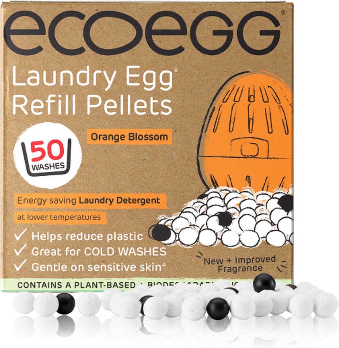 Goedkoopste Ecoegg Navulling – Oranje Bloesem - 50 wasbeurten - Was Ei - Wasmiddel - Hervulbaar - Duurzaam - Hypoallergeen - Geschikt voor baby's en mensen
