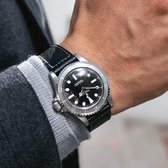 B&S Leren Horlogeband Luxury - Zwart Boxed Stitch - 20mm