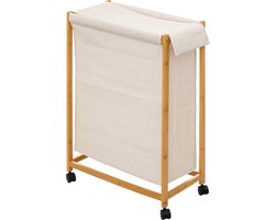 5Five Bamboe Wasmand op wieltjes 52L - 55x28x80cm - Beige