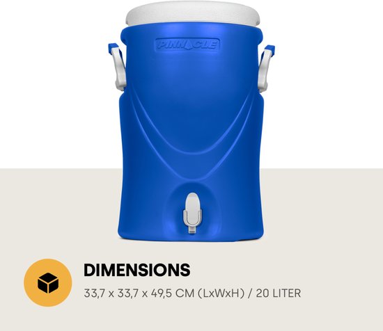 Pinnacle Platino 5 Gallon - Geïsoleerde Drankdispenser / Drankkoeler met kraantje - 20 Liter - Blauw van Pinnacle. — afbeelding 4
