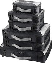 3/6/7-delige verpakkingsblokjesset, kofferorganizer, opvouwbare tassen voor schoenen en kleding, voor vakantiereisbagage (zwart, 1S + 2M + 2L + XL) 6 stuks)