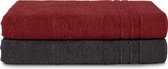 Komfortec Set van 2 Handdoeken 80x200 cm, 100% Katoen, XXL Saunahanddoeken, Saunahanddoek Zacht, Grote badstof, Sneldrogend, Zwart&Rood