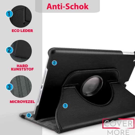 Etui iPad Rotatif Zwart - Housse pour Apple iPad 2,3,4 (2012 et 2013) - Eco- Cuir - Protection intégrale jusqu'à 2 mètres