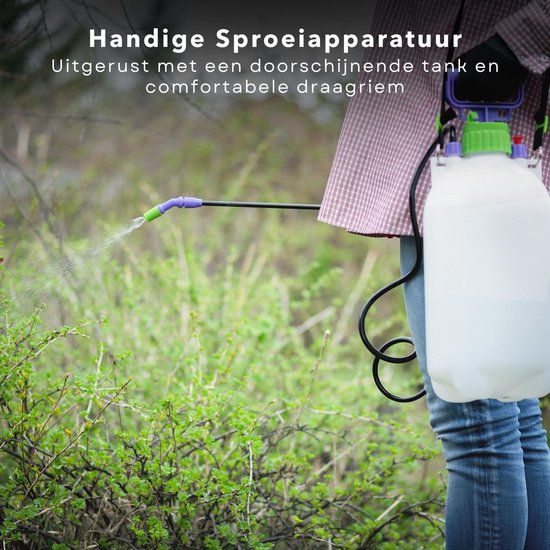 Hogedruk Plantensproeier met Pomp - 8 Liter - Verstelbaar Mondstuk - Draagriem - Drukspuit - Plantenspuit - Verstuiver - Druksproeier - Sproeilans - Vergrendelbare Trekker - Draagriem - Tuin Besproeien - Onkruid Verdelgen van Merkloos	 — afbeelding 2