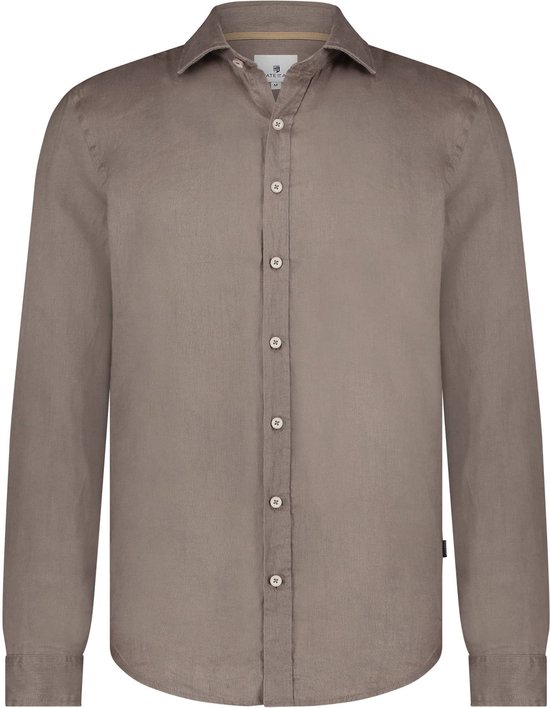 State of Art - Chemise Lin Marron - Homme - Taille XXL - Coupe Regular