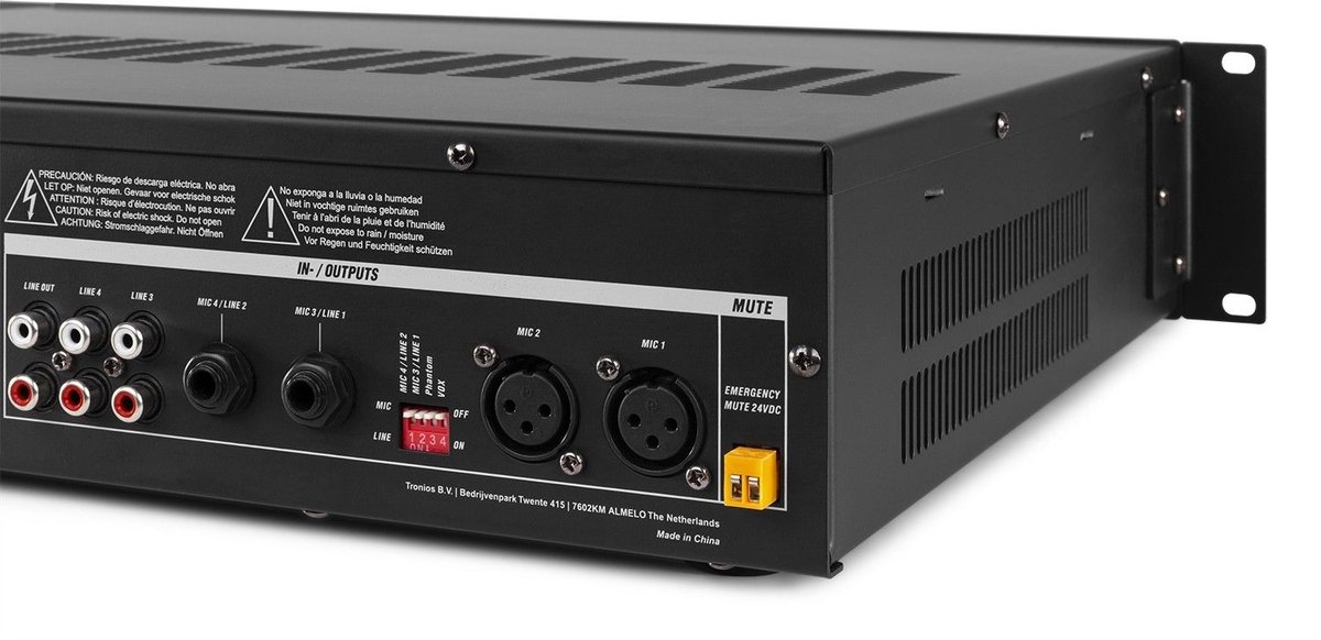 Power Dynamics 100V speakerset met 6 speakers en versterker - Bluetooth - 60W - Zwart thumbnail 4