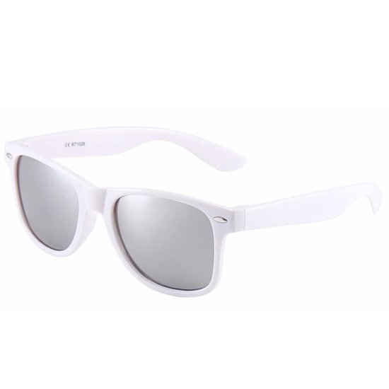 Fako Fashion® - Heren Zonnebril - Dames Zonnebril - Classic - UV400 - Wit Frame - Zilver Spiegel van Fako Fashion® — afbeelding 2