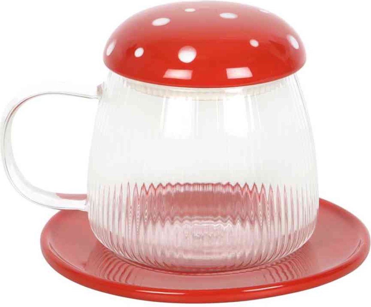Something Different - Glass Mushroom Kop en schotel - Multicolours