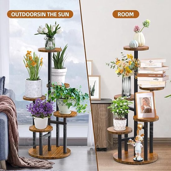 Cocoarm Multifunctioneel Plantenrek – IJzer & Hout, Moderne Spiraaltrap, 23x56 Cm, Voor Binnen & Buiten