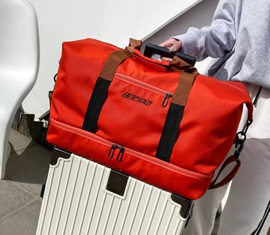 42L Sporttas Reistas Dames en Heren Sporttassen met Schoenenvak & Nat Vak Waterdichte Fitnesstas Trainingstas Weekendtas Duffel Bag voor Fitness, Gym, Yoga, Reis (Grijs)-U
