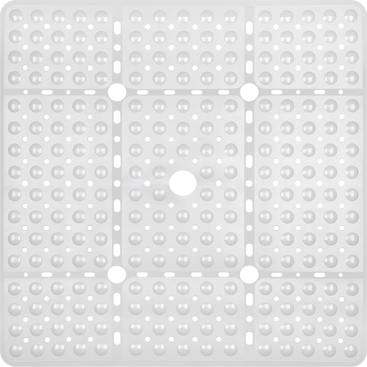 XL vierkante douchemat anti-slip - 70 x 70 cm anti-slip badmat met 240 zuignappen. Sneldrogende badmat met afvoergaten. Witte anti-slip douchemat voor ouderen en kinderen