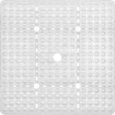 XL vierkante douchemat anti-slip - 70 x 70 cm anti-slip badmat met 240 zuignappen. Sneldrogende badmat met afvoergaten. Witte anti-slip douchemat voor ouderen en kinderen