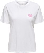 Only T-shirt Onllucia Reg S/s Top Jrs 15324866 Bright White/ Good Times Dames Maat - M