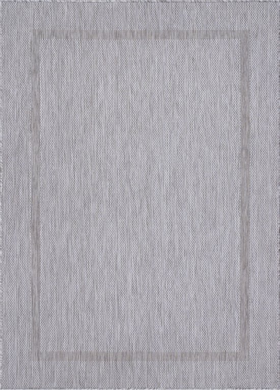 Pochon - Tapijt Relax - Zilver - 100x60x0,5 - Vloerkleed - Effen - Buiten - Laagpolige Vloerkleed - Kortpolige Vloerkleed - Rechthoekige Tapijt - Rechthoekige Vloerkleed