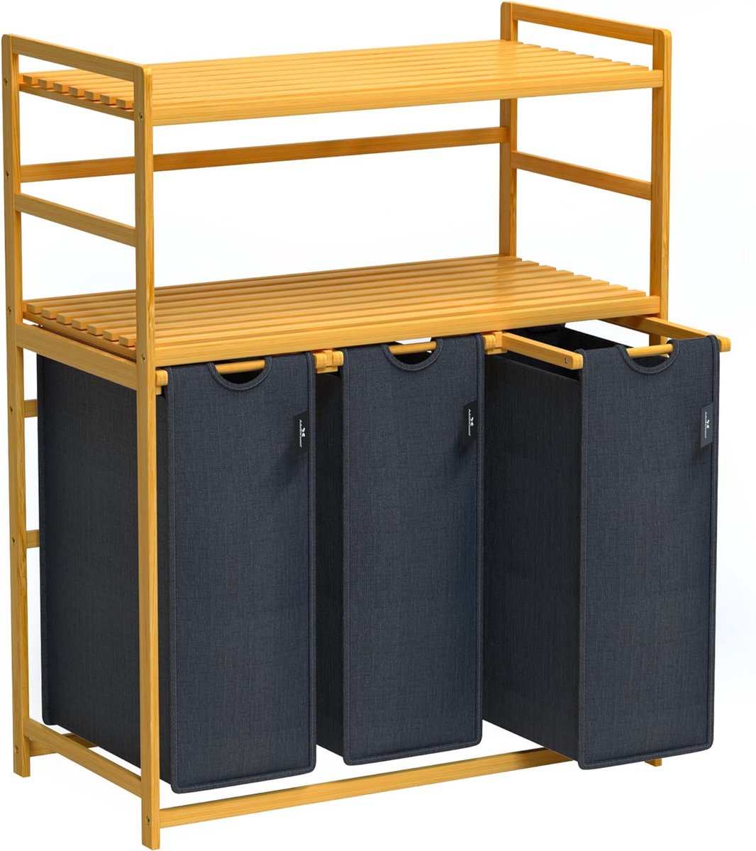 Goedkoopste Dubbele wasmand met deksel 120L en verwijderbare binnenzak - 2-delige kledingverdeler voor wasruimte badkamer slaapkamer (natuurlijk