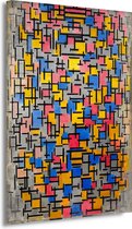 Compositie - Piet Mondriaan schilderijen - Oude meesters schilderij - Schilderij op canvas Vorm - Muurdecoratie landelijk - Muurdecoratie canvas - Kunst aan de muur 60x90 cm