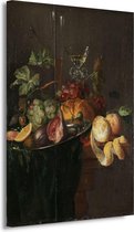 Fruit en Wijn - Jan Davidsz. de Heem wanddecoratie - Fruit schilderijen - Canvas schilderij Eten - Muurdecoratie modern - Canvas schilderij - Slaapkamer decoratie 40x60 cm