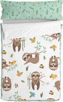 Dekbedovertrek zonder vulling HappyFriday Moshi Moshi Happy sloth Multicolour 90 x 200 cm