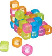 Relaxdays herbruikbare ijsblokjes - set van 36 - gekleurde ijsklontjes - 4 cm - plastic