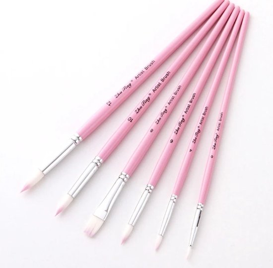 QWORK® 60 stuks platte penselen, 7mm nylon penselenset, voor