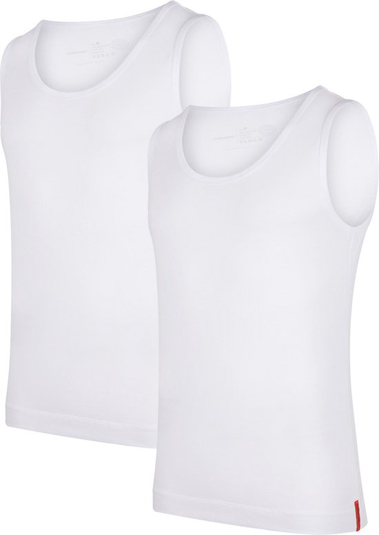 Undiemeister - Tanktop - Tanktop heren - Slim fit - Onderhemd - Gemaakt van Mellowood - Ronde hals - Chalk White (wit) - 2-pack - XS