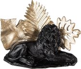 Beeld Leeuw 16 cm Zwart Goudkleurig Kunststof Woonaccessoires beeld decoratie Decoratieve Accessoires