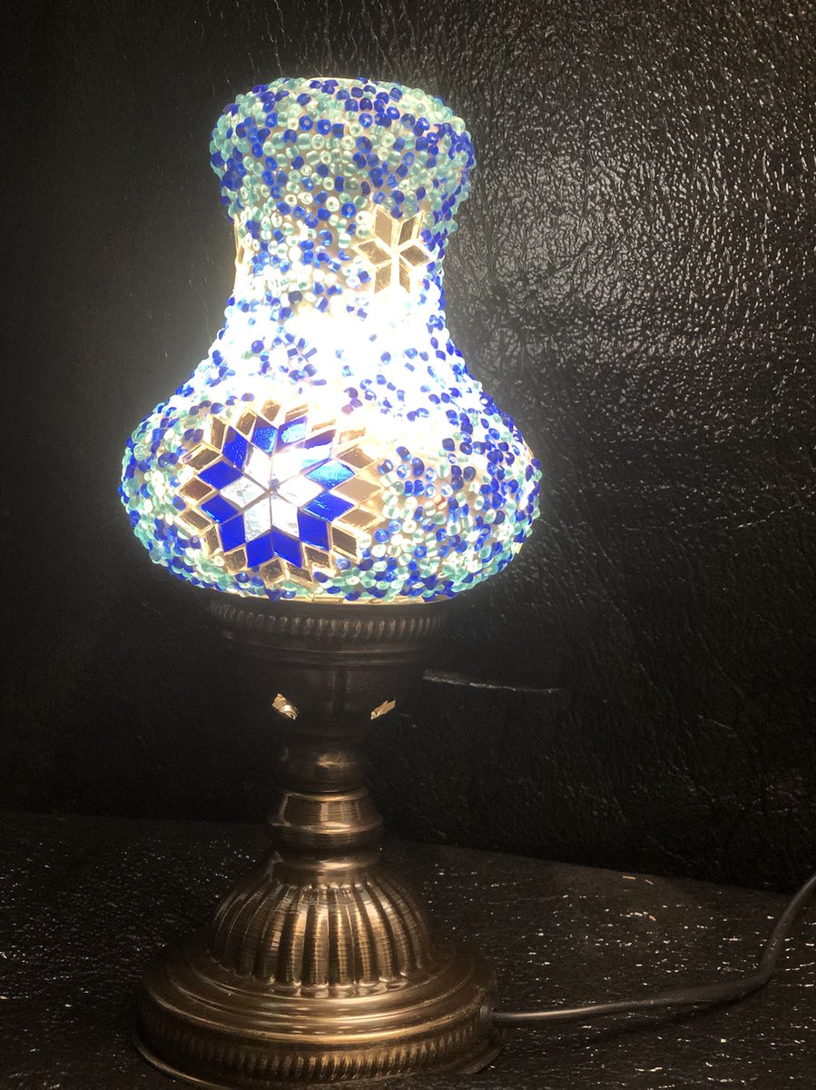 Handgemaakte sfeerlamp blauw peervormige tafellamp Turkse mozieklamp Oosterse bureaulamp