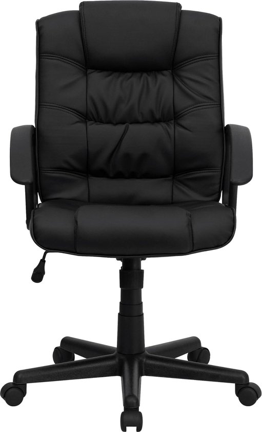 Chaise pivotante en cuir noir pour le bureau avec dossier moyen