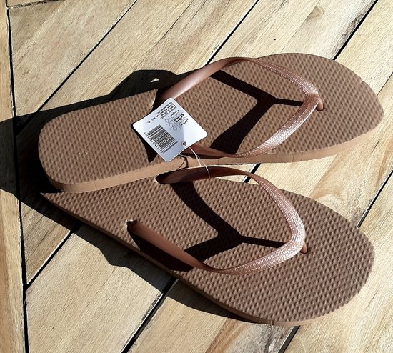 Evora teenslippers midden bruin zand - 1 paar bruine slippers - maat 40/41 - flip flops - PE slipper