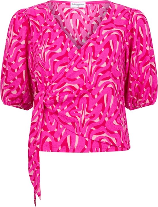 Lofty Manner Blouse Blouse Adelina Pd13 312 Pink Swirl Print Dames Maat - XS
