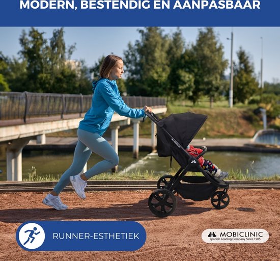 Mobiclinic Agnes - Kinderwagen met 3 wielen - Lichtgewicht - Buggy - Terreinwielen - 5-puntsgordel - Sport-Kinderwagen - Achterzak - Zwart van Mobiclinic — afbeelding 2