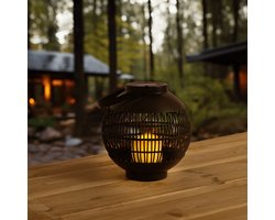 Solar Buitenlamp - Tafel- en hanglamp Monet - Bolvormig ontwerp - Met vlameffect - Tuinverlichting op zonne-energie - Zwart
