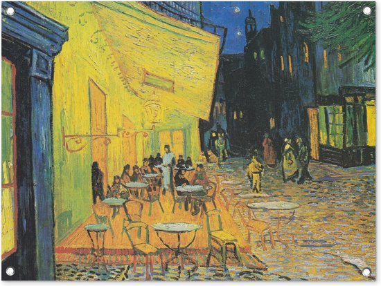 Tuinschilderij Caféterras bij nacht - Vincent van Gogh - 80x60 cm