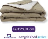 Slaapspeciaal Zomerdekbed - eazydekbed ® Series Taupe/Creme - Dekbed zonder overtrek | 140x200 cm - 30 dagen proefslapen - Hoesloos dekbed - Bedrukt dekbed zonder overtrek - Dekbed in kleur - Gekleurd dekbed - Eenpersoons Dekbed