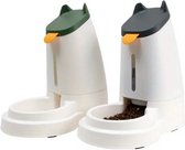 Set Van 2 Automatische Kattenvoer- En Waterbakjes - Kunststof Anti-omstoot Kattenvoercontainer En Waterdispenser Voor Zelfvoorziening Bij Eten En Drinken