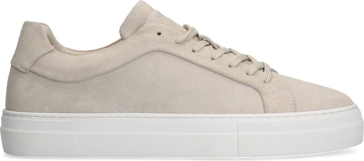 Manfield - Heren - Beige suède sneakers - Maat 46
