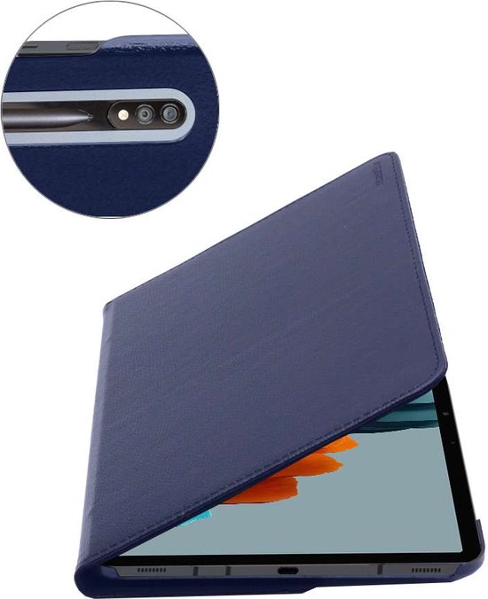 ebestStar - Coque compatible avec Samsung Galaxy Tab S7+ SM-T970, Etui Rotatif 360, Housse Protection PU Cuir, Bleu Foncé + Verre Trempé