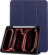 Hoesje Geschikt voor iPad Pro 2024 (11 inch) Hoesje Case Hard Cover Hoes Book Case Met Uitsparing Geschikt voor Apple Pencil - Donkerblauw