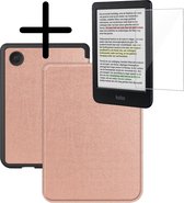 Hoes Geschikt voor Kobo Clara Colour Hoesje Bookcase Cover Hoes Met Screenprotector - Hoesje Geschikt voor Kobo Clara Colour Hoes Cover Case - Rosé Goud