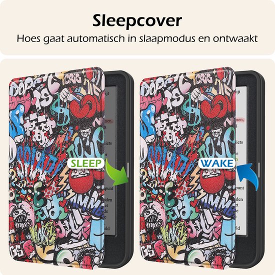 Hoesje Geschikt voor Kobo Clara Colour Hoes Book Case - Hoes Geschikt voor Kobo Clara Colour Hoesje Book Cover Met Screenprotector - Graffity van Hoesje  — afbeelding 5