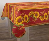 Tafelkleed anti-vlek Tournesol rouge ovaal 240 x 150cm Tafellaken - Decoratieve Tafel Accessoires - Woonkamer Decoratie - Bonne et Plus®