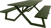 MaximaVida luxe aluminium picknicktafel Dex 200 cm olijfgroen met exclusieve omlijsting