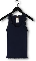 Rosemunde Silk Top W/ Lace Tops & T-shirts Dames - Shirt - Donkerblauw - Maat S
