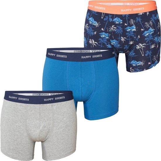 Happy Shorts Heren Boxershorts Trunks Palms 3-Pack - Maat S
