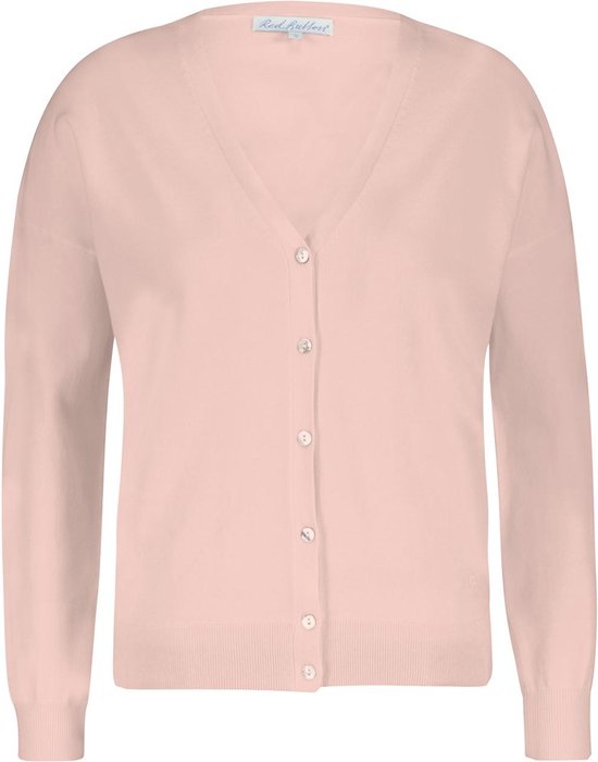 Red Button Vest Cardigan Fine Knit Srb4196 Soft Pink Dames Maat - XS